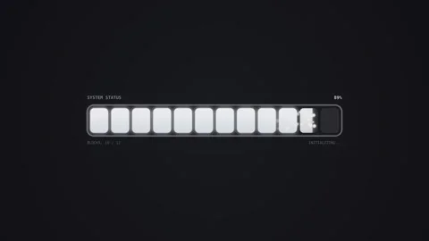 Futuristic System Status Block Loading Bar Progress Animation Loop Stock Footage 341669422