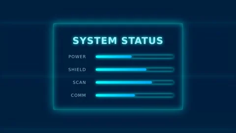 Futuristic System Status Motion Video Showing Performance Metrics and Data .. 스톡 동영상 338313777