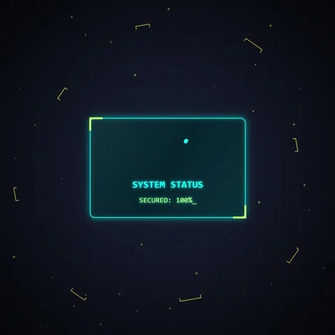 Futuristic System Status Screen with Secure Data Display and HUD Elements Stock Footage 348199709