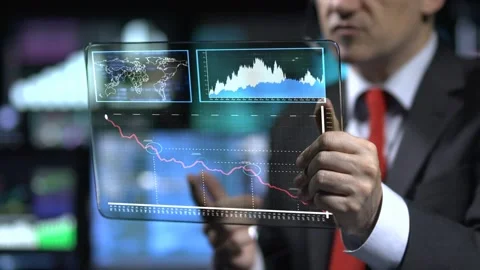 Futuristic Tablet And Financial Data Stock Footage 200155295