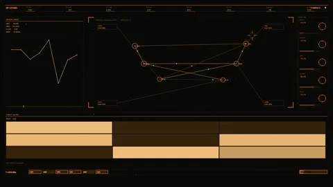 Futuristic Tactical HUD Interface with Orange Data Visualization and Missio.. Stock Footage 334090108