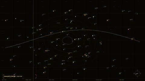 Futuristic Tactical Map Interface with Scanning Radar and Mission Control Stock Footage 334550756