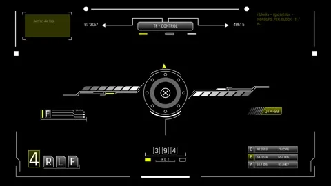 Futuristic Target Control HUD With Central Reticle And System Data Interface Stock Footage 344951604