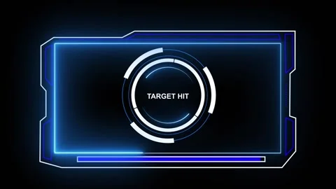 Futuristic target hit interface with blue neon. Futuristic target hit for t.. Stock Footage 337815671