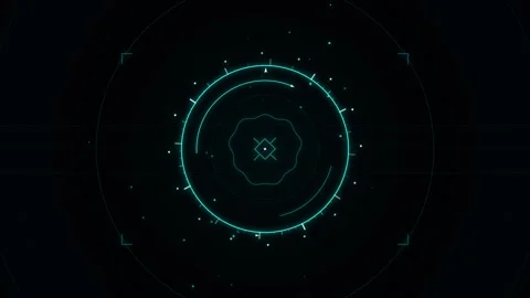 Futuristic target hud animation with circular ui elements over dark space f.. 스톡 동영상 345896126