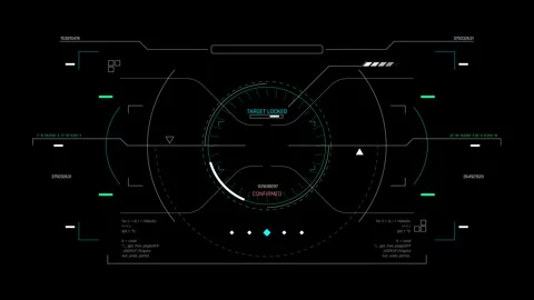 Futuristic Target Lock HUD With Circular Reticle And Confirmed Status Display Stock Footage 344951630