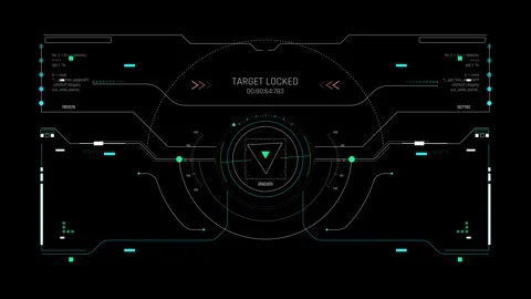 Futuristic Target Lock HUD With Triangular Reticle And System Data Interface Stock Footage 344951636
