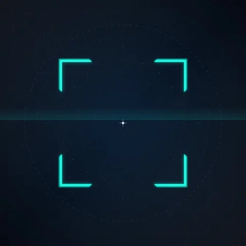 Futuristic Target Reticle with Glowing Neon Lines on Dark Starry Background Stock Footage 346284105