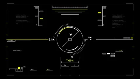 Futuristic Targeting HUD With Circular Reticle Radar And Navigation Interface Stock Footage 344951605