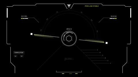 Futuristic Targeting HUD With Hexagonal Reticle And Alignment System Interface Stock Footage 344951608