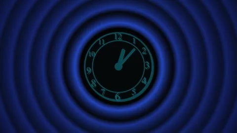 Futuristic teal analog clock with blue concentric circles radiating smoothl.. Stock Footage 321587788