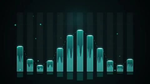 Futuristic Teal Bar Chart Graph Animation with Abstract Glowing Stars Stock Footage 346661617