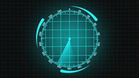 Futuristic teal-blue radar screen detection system animation circular HUD l.. Stock Footage 321456801