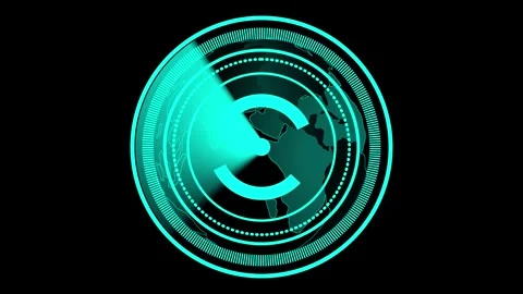 Futuristic Teal Globe HUD Interface with Concentric Circles and Data Lines .. 스톡 동영상 321586700