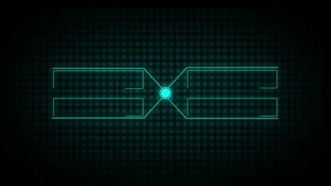 Futuristic teal neon circuit interface on dark grid background with central.. Stock Footage 337367976