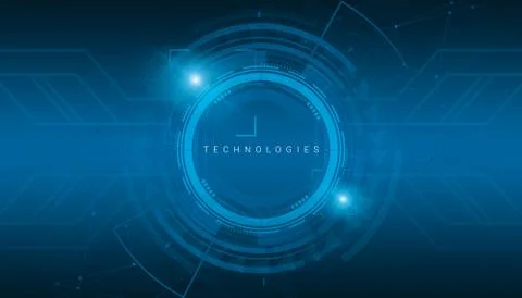 Futuristic Tech Background With Abstract Hud Circle And Text Technologies 스톡 일러스트