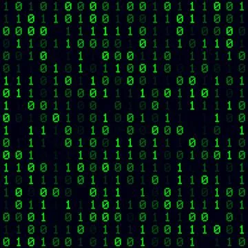 Futuristic tech background. Green filled binary background. Small sized sea.. Stock Illustration