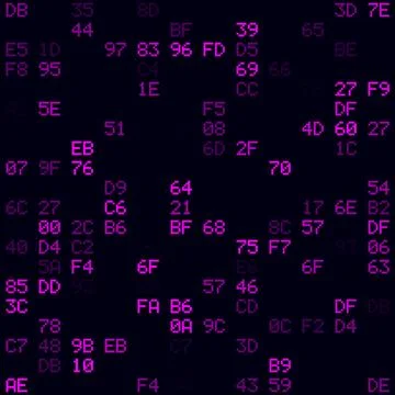 Futuristic tech background. Magenta sparse hexademical pairs background. Sm.. Stock Illustration