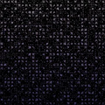 Futuristic tech background. Random letters of Chinese Traditional Alphabet... Stock-Illustration