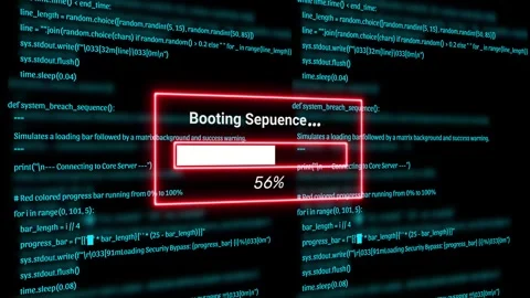 Futuristic Tech Booting Sequence System Loading Progress Bar 4K Video stock 341245907