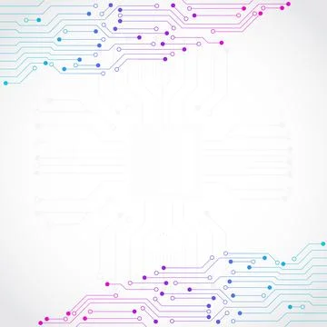 Futuristic Tech Circuit Board Background in Gradient Colors Stock Illustration