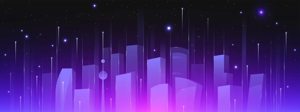Futuristic tech cityscape with AI data streams Ilustración de archivo