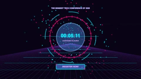 Futuristic tech conference countdown timer Stock-Footage 346966450