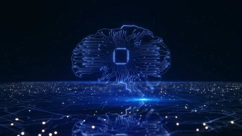 Futuristic Tech Environment inside Artificial Intelligence Digital Brain bid Stock Footage 311971911