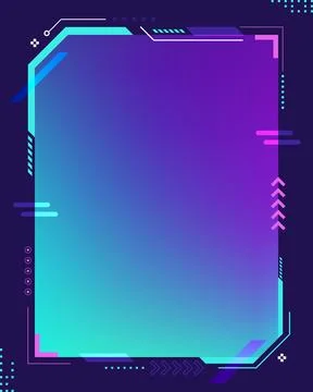 Futuristic tech frame background template with neon cyan and purple gradien.. Illustrazione stock