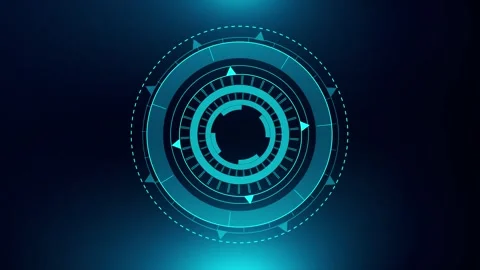 Futuristic Tech Future, Science Fiction Artificial Intelligence. Circle hud head Stock Footage 247115595