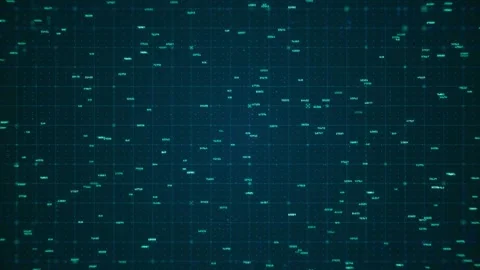 Futuristic Tech HUD Grid Screen with Floating Numbers – Digital Data Interface Stock Footage 335809509