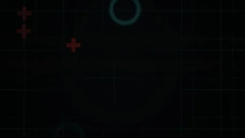 Futuristic Tech Hud Interface Elements on Dark Grid Background Stock Footage 343699090