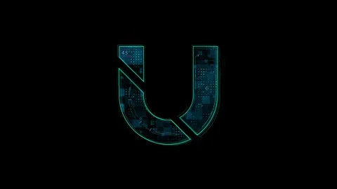 Futuristic Tech-Inspired Symbol with Digital Glitches and Neon Blue Accents.. Vídeo Stock 341918031