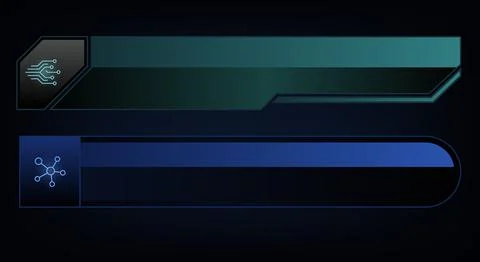 Futuristic tech lower thirds bar graphic banner set featuring sci fi interf.. Stock Illustration