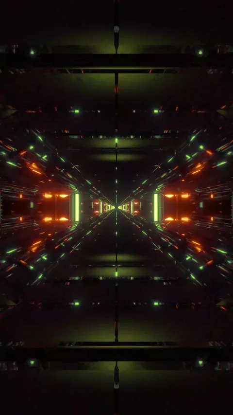 Futuristic tech tunnel with neon lights Stock Footage 339903423