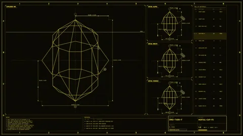 Futuristic Technical Engineering HUD Interface with Geometric Blueprint and.. Stock Footage 334102551