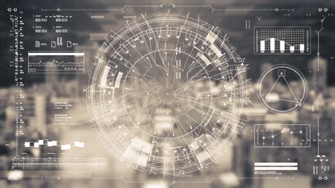 Futuristic techno 4k background with eye. Cyber eye. Hud elements. Stock Footage 248816452