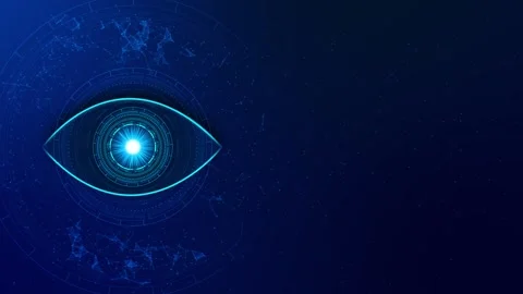 Futuristic techno 4k Cyber eye. Hud elements Animation Code background. virtual Stock Footage 341901500