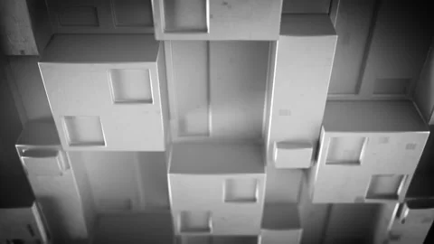 Futuristic techno gray panel with cubic clusters 3D render loopable animation Stock Footage 99196411