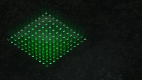 Futuristic technological background. Game theme 3d illustration with green light Stock Illustration