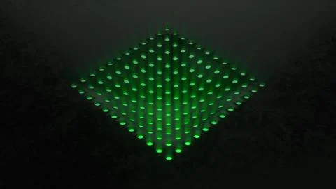 Futuristic technological background. Game theme 3d illustration with green light Stock Illustration