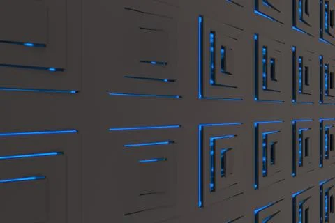 Futuristic technological background made from extruded rectangular shapes Stock Illustration