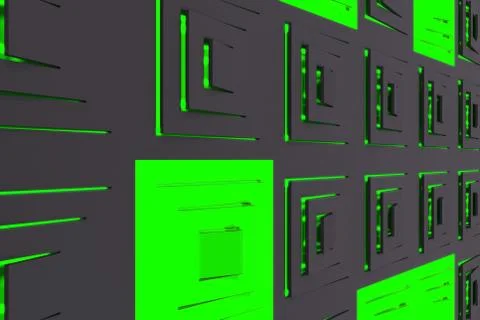 Futuristic technological background made from extruded rectangular shapes Illustrazione stock