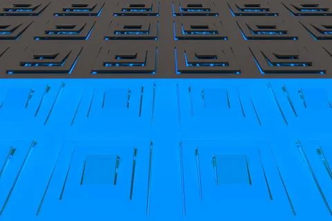 Futuristic technological background made from extruded rectangular shapes Stock Illustration