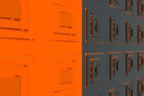 Futuristic technological background made from extruded rectangular shapes 库存插图