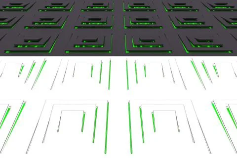 Futuristic technological background made from extruded rectangular shapes 库存插图