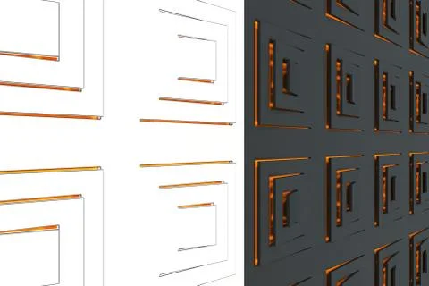 Futuristic technological background made from extruded rectangular shapes Stock Illustration