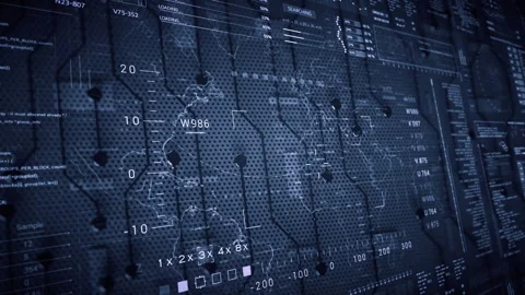 Futuristic technological background.Motherboard HUD Sci Fi infographic elements Stock Footage 245346793