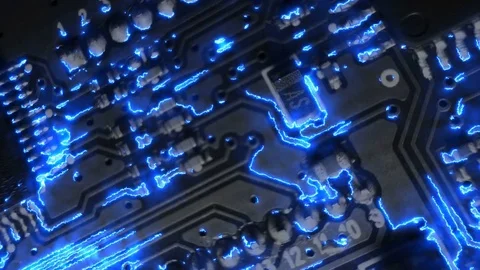 Futuristic technological concept. Visualization of the work of electronic  Stock Footage 83254436