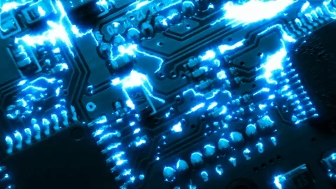Futuristic technological concept. Visualization of the work of electronic  Stock Footage 83254609
